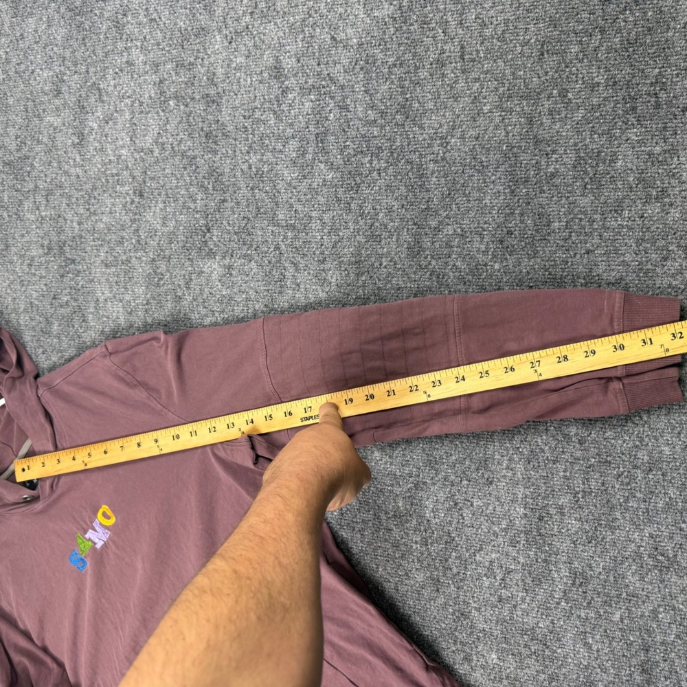 Prana SAMO Embroidered Hoodie Mens Medium Purple Long Sleeve Pullover Sweatshirt - Picture 4 of 7